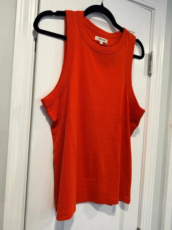 NWOT Madewell Size XXL Red Orange Ribbed Supima Cotton Racerback Tank Top - Picture 5 of 10